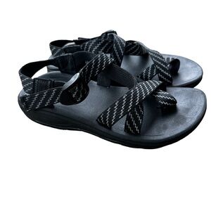 Madden Girl Strappy Black Striped Mule Sandals Slides  Size 6